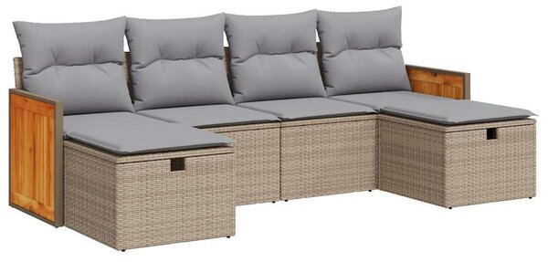 VidaXL Polyrattan Kerti Ülőgarnitúra - 6 részes - Bézs