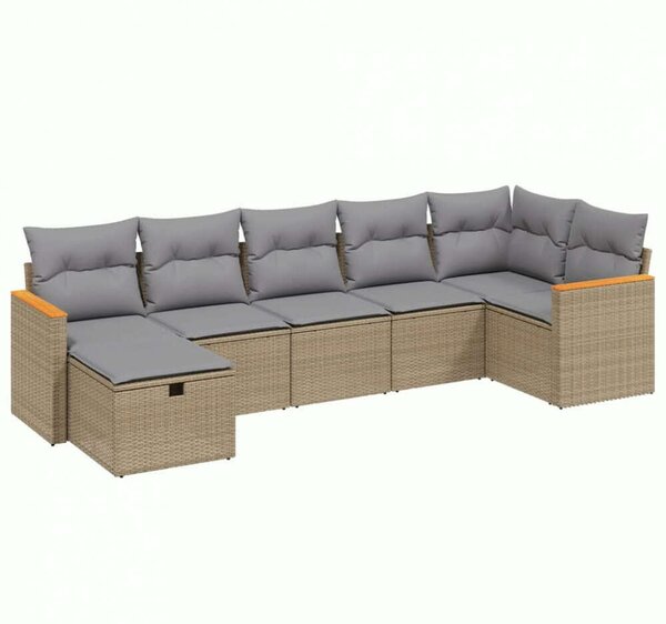 VidaXL Polyrattan Kerti Ülőgarnitúra - 7 részes - Bézs