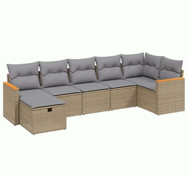 VidaXL Polyrattan Kerti Ülőgarnitúra - 7 részes - Bézs