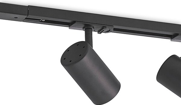 Lindby sínrendszer Linaro, GU10, 4 lámpás, fekete, Ø 6 cm, dimmelhető, Fekete, Folyosó, Alumínium, Modern