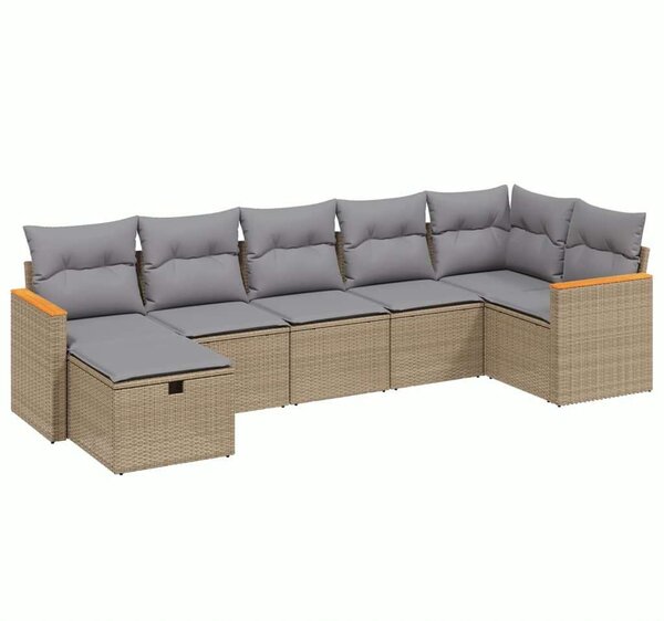 VidaXL Polyrattan Kerti Ülőgarnitúra - 7 részes - Bézs