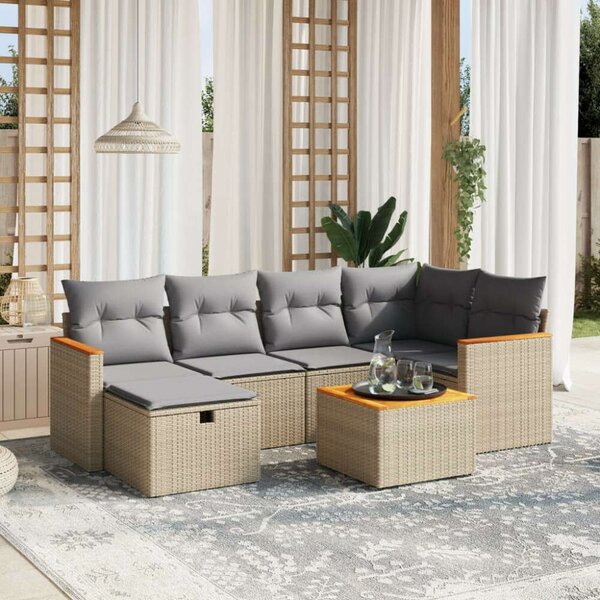 VidaXL Polyrattan Kerti Ülőgarnitúra - 7 részes