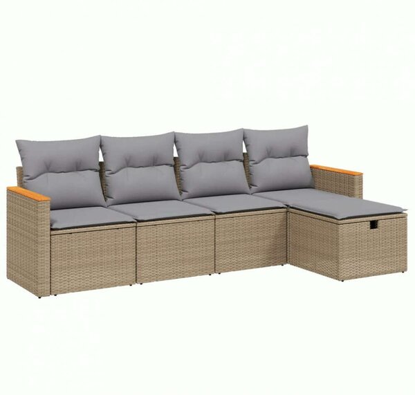 VidaXL Polyrattan Kerti Ülőgarnitúra - 5 részes, Bézs