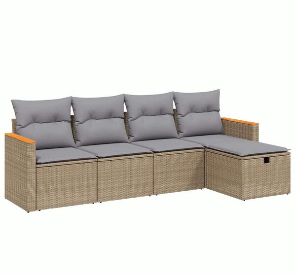 VidaXL Polyrattan Kerti Ülőgarnitúra - 5 részes, Bézs