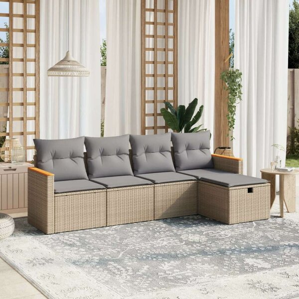 VidaXL Polyrattan Kerti Ülőgarnitúra - 5 részes, Bézs
