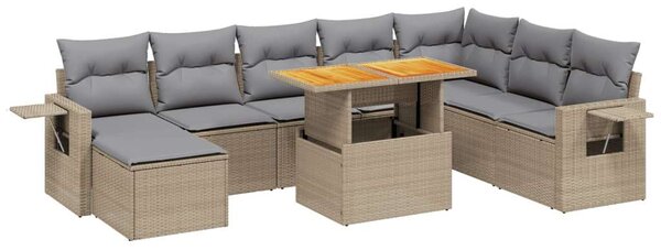 VidaXL Polyrattan Kerti Ülőgarnitúra - Bézs - 9 részes