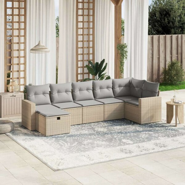 VidaXL Polyrattan Kerti Ülőgarnitúra - 7 részes - Bézs