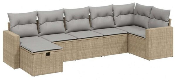 VidaXL Polyrattan Kerti Ülőgarnitúra - 7 részes - Bézs