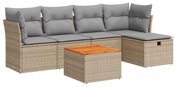 VidaXL Polyrattan Kerti Ülőgarnitúra - 6 részes - Bézs