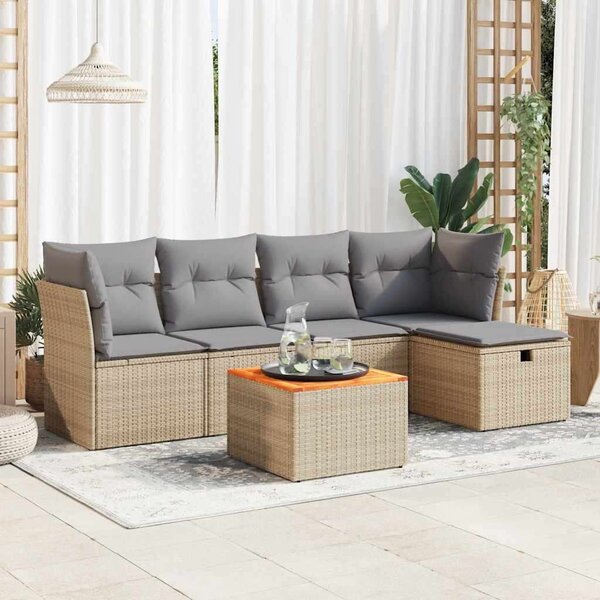 VidaXL Polyrattan Kerti Ülőgarnitúra - 6 részes - Bézs