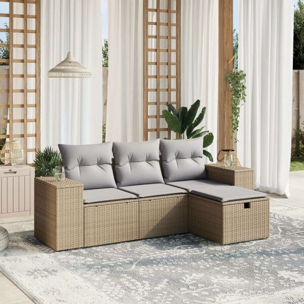 VidaXL Polyrattan Kerti Ülőgarnitúra - 4 részes - Bézs