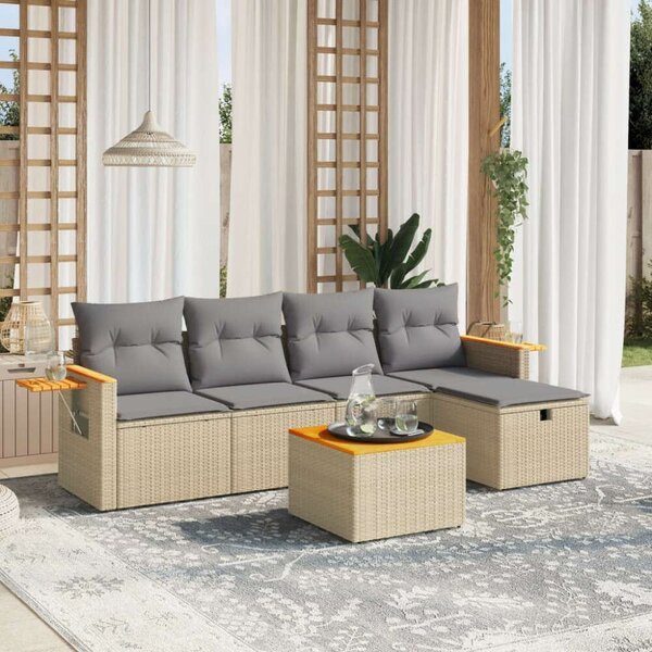 VidaXL Polyrattan Kerti Ülőgarnitúra - 6 részes