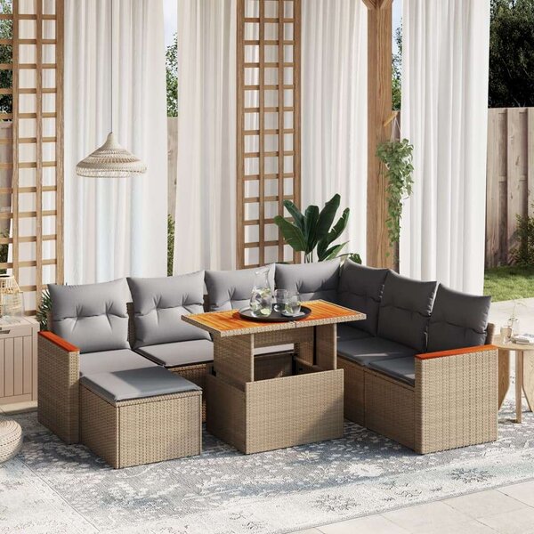 VidaXL Polyrattan Kerti Ülőgarnitúra - 8 részes - Bézs