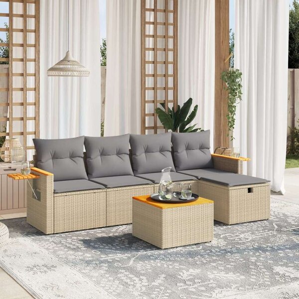 VidaXL Polyrattan Kerti Ülőgarnitúra - 6 részes