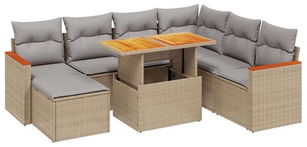VidaXL Polyrattan Kerti Ülőgarnitúra - 8 részes - Bézs