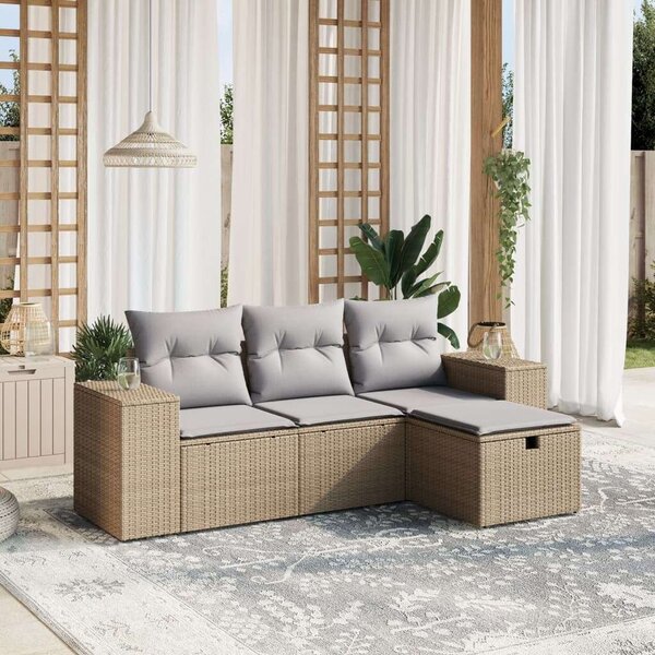 VidaXL Polyrattan Kerti Ülőgarnitúra - 4 részes - Bézs