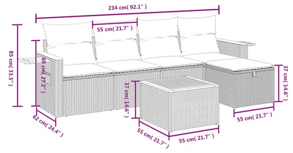 VidaXL Polyrattan Kerti Ülőgarnitúra - 6 részes