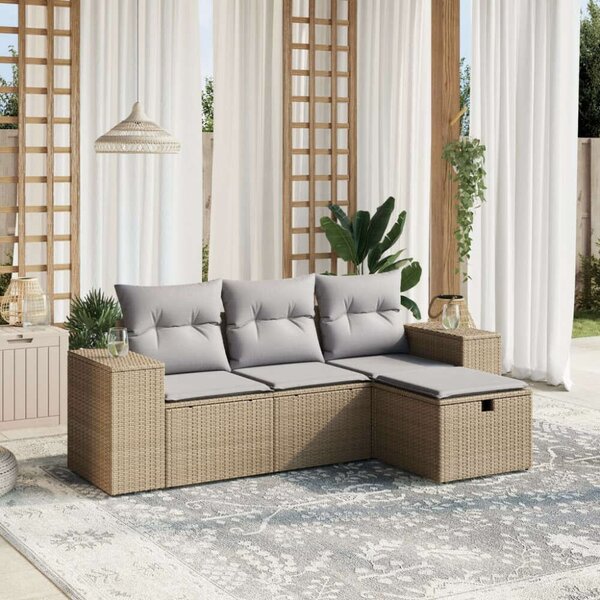 VidaXL Polyrattan Kerti Ülőgarnitúra - 4 részes - Bézs