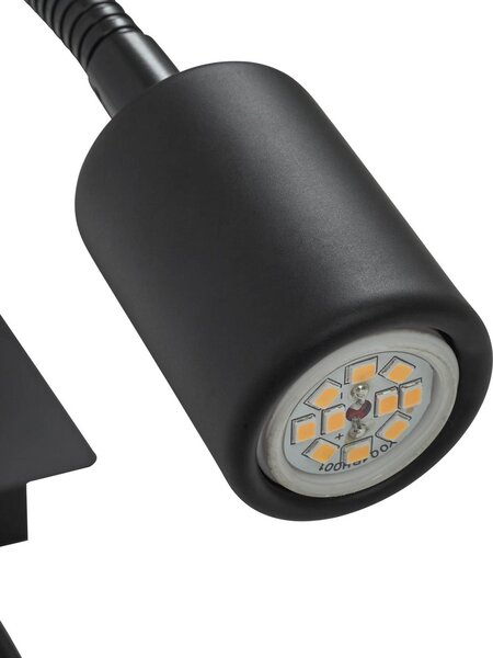 Lindby Florens fali világítás, fekete, LED-es olvasólámpa, 23,5 cm, dimmelhető, Fehér / opál, Nappali / Étkező, Textil / szövet / selyem, Modern