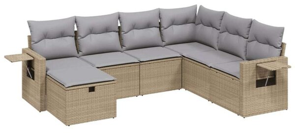 VidaXL Polyrattan Kerti Ülőgarnitúra - 7 részes - Bézs