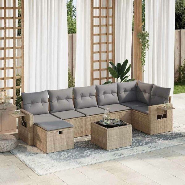 VidaXL Polyrattan Kerti Ülőgarnitúra - 8 részes - Bézs