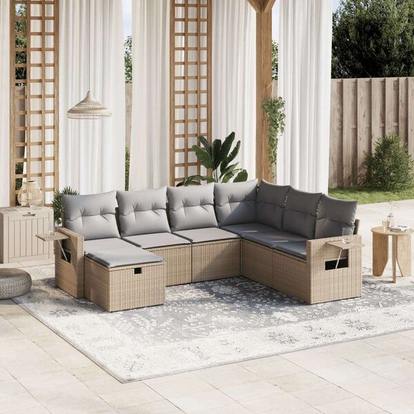 VidaXL Polyrattan Kerti Ülőgarnitúra - 7 részes - Bézs