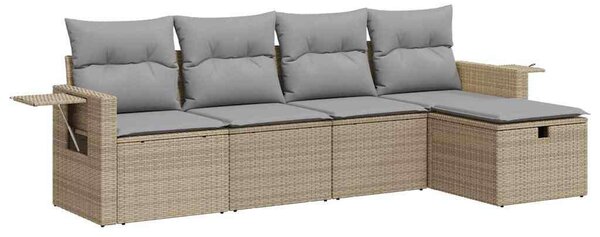 VidaXL Polyrattan Kerti Ülőgarnitúra - 5 részes - Bézs