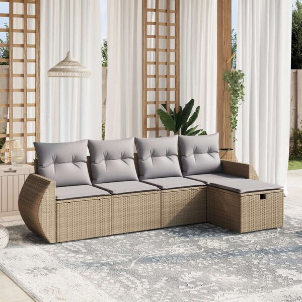 VidaXL Polyrattan Kerti Ülőgarnitúra - 5 részes, Bézs