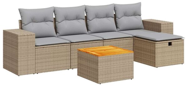 VidaXL Polyrattan Kerti Ülőgarnitúra - 6 részes - Bézs