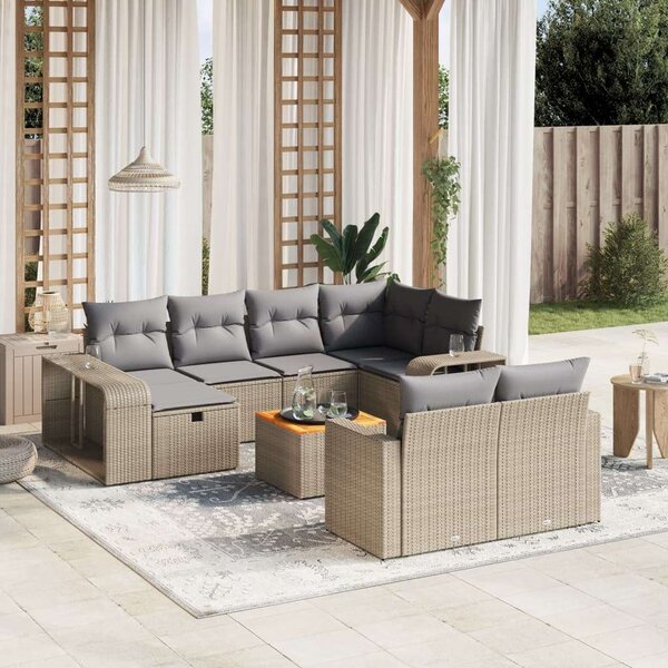 VidaXL Polyrattan Kerti Ülőgarnitúra - 11 részes - Bézs