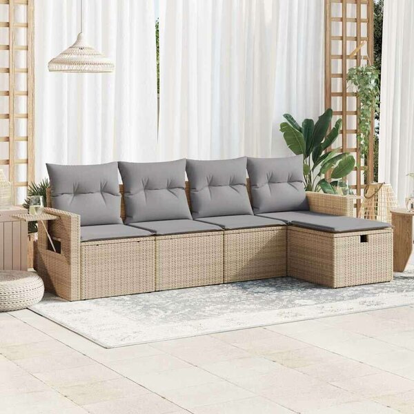 VidaXL Polyrattan Kerti Ülőgarnitúra - 5 részes - Bézs
