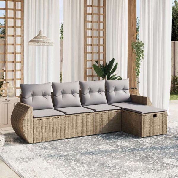 VidaXL Polyrattan Kerti Ülőgarnitúra - 5 részes, Bézs