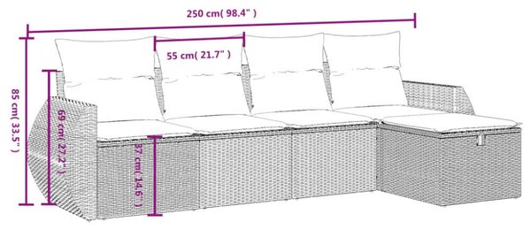 VidaXL Polyrattan Kerti Ülőgarnitúra - 5 részes, Bézs
