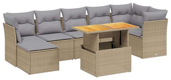 Polyrattan Kerti Ülőgarnitúra - 8 részes - Bézs