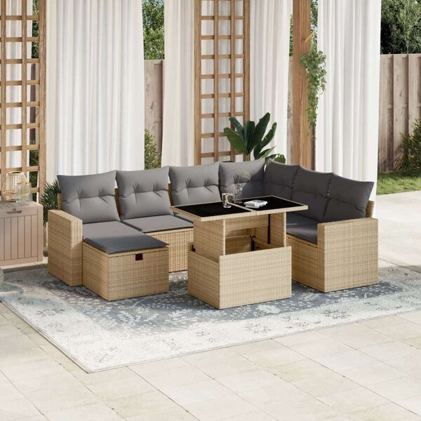 VidaXL Polyrattan Kerti Ülőgarnitúra - 8 részes - Bézs