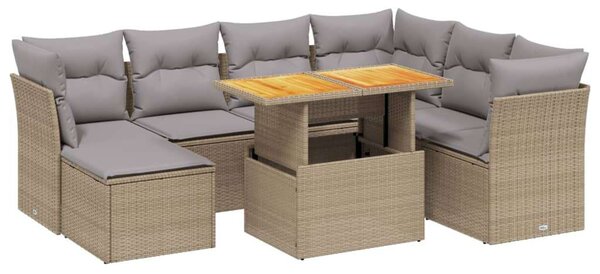 VidaXL Polyrattan Kerti Ülőgarnitúra - 8 részes - Bézs