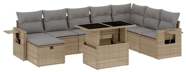 VidaXL Polyrattan Kerti Ülőgarnitúra - 9 részes - Bézs