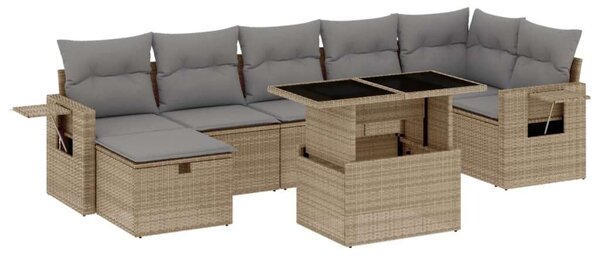 VidaXL Polyrattan Kerti Ülőgarnitúra - 8 részes - Bézs
