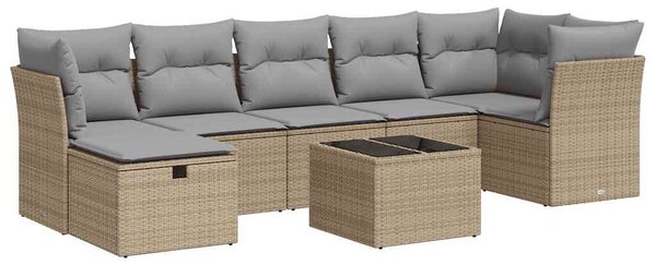 VidaXL Polyrattan Kerti Ülőgarnitúra - 8 részes - Bézs