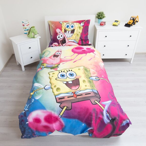 Egyszemélyes pamut gyerek ágyneműhuzat 140x200 cm Sponge Bob – Jerry Fabrics