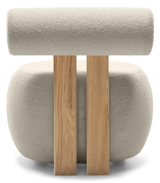Bézs design fotel HANNA, tölgy Now or never 06