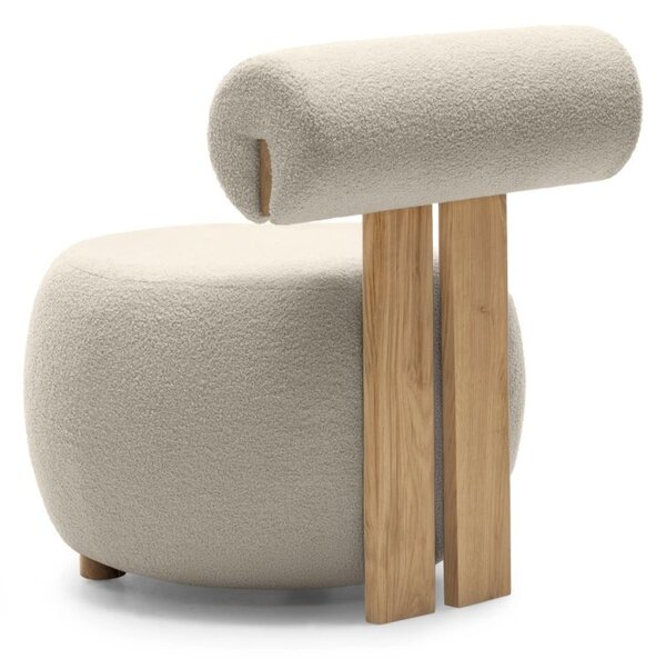 Bézs design fotel HANNA, tölgy Now or never 06