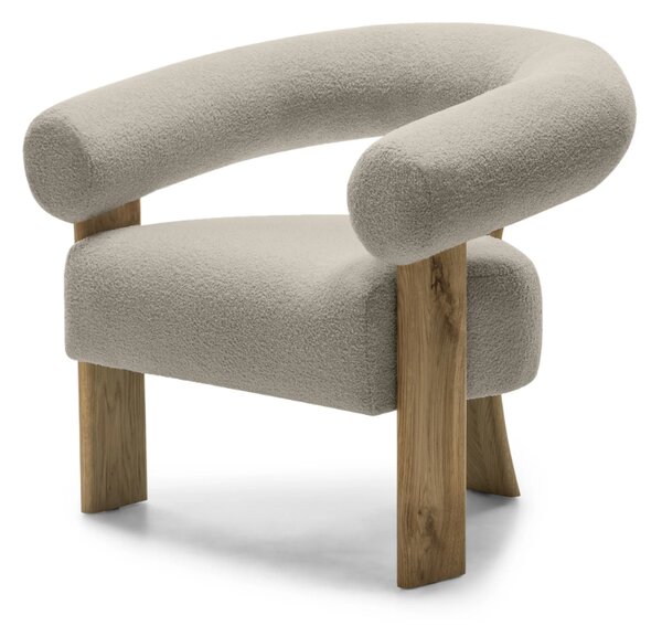 Bézs design fotel KOKEI, tölgy Now or never 06