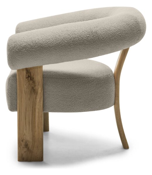 Bézs design fotel KOKEI, tölgy Now or never 06