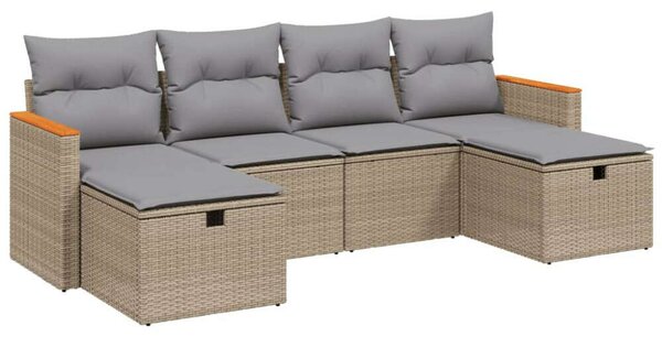 Polyrattan Kerti Ülőgarnitúra - 6 részes - Bézs