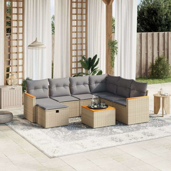 VidaXL Polyrattan Kerti Ülőgarnitúra - 8 részes - Bézs