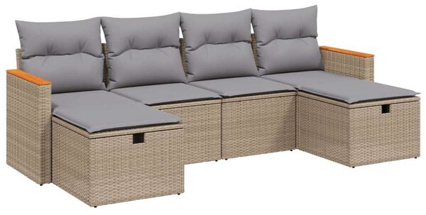 Polyrattan Kerti Ülőgarnitúra - 6 részes - Bézs