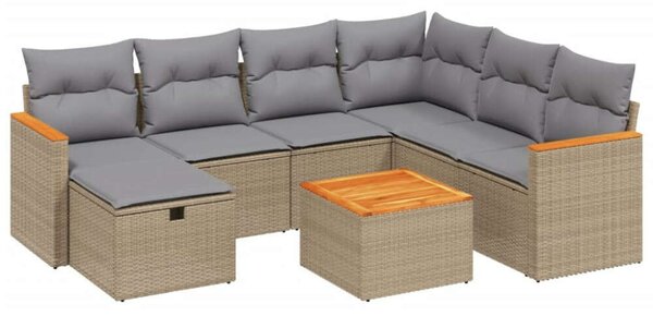 VidaXL Polyrattan Kerti Ülőgarnitúra - 8 részes - Bézs