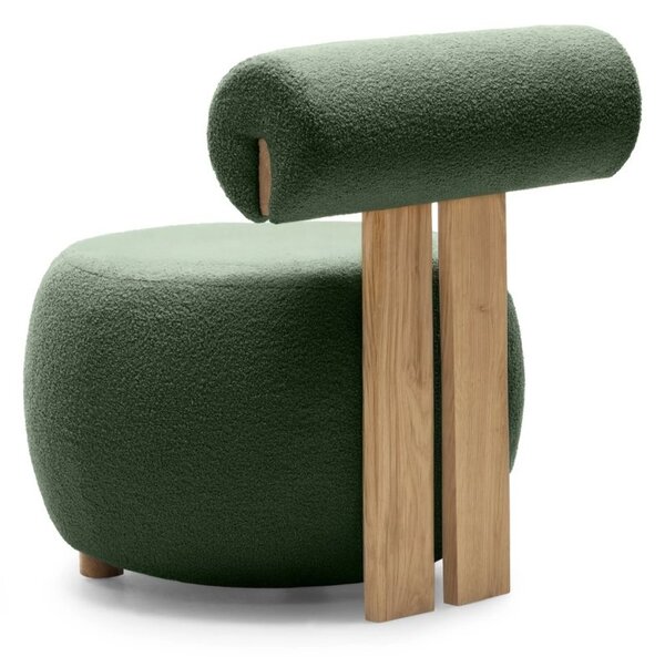Sötétzöld design fotel HANNA, tölgy Now or never 37