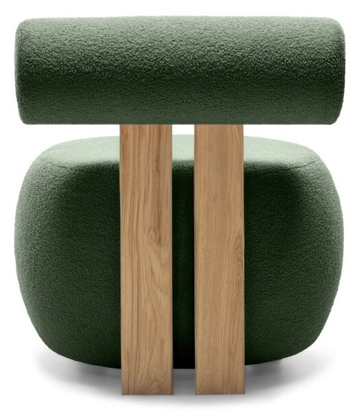 Sötétzöld design fotel HANNA, tölgy Now or never 37
